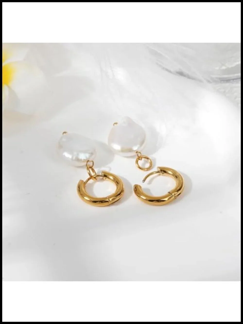 Natural Freshwater Baroque Pearl Lever Back Earrings 18k Gold Plated Hoop Drop